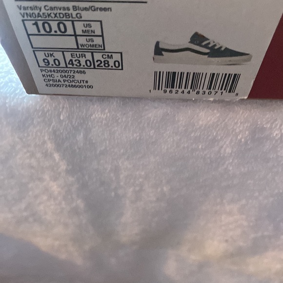 Vans Sk8 Low Skate Shoe - Varsity Blue Green/White Size 10 NEW - Picture 7 of 7